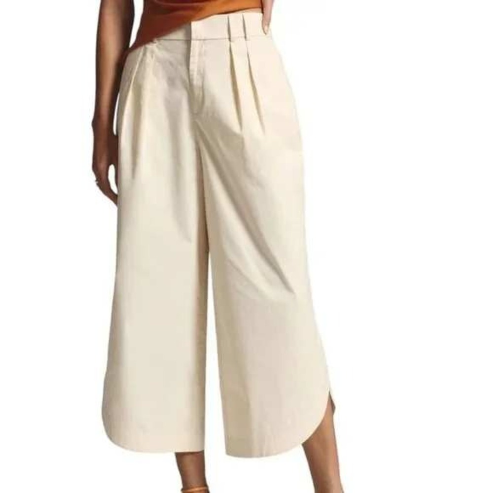 Anthropologie X Mare Mare Womens 1X Cream Curved Hem Chino Pants in Cream
